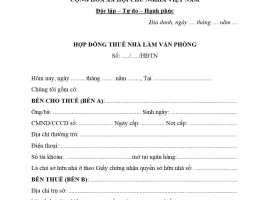MẪU HỢP ĐỒNG THUÊ NHÀ LÀM VĂN PHÒNG